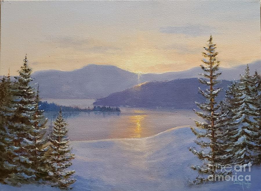 Sunset on Arrow Point Painting by Paul K Hill