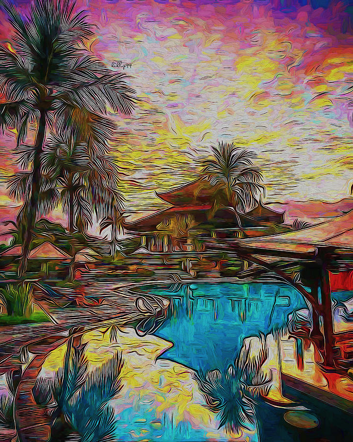Sunset on Bali Painting by Nenad Vasic