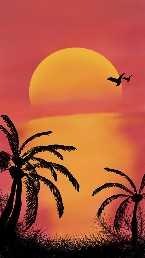beach sunrise drawing