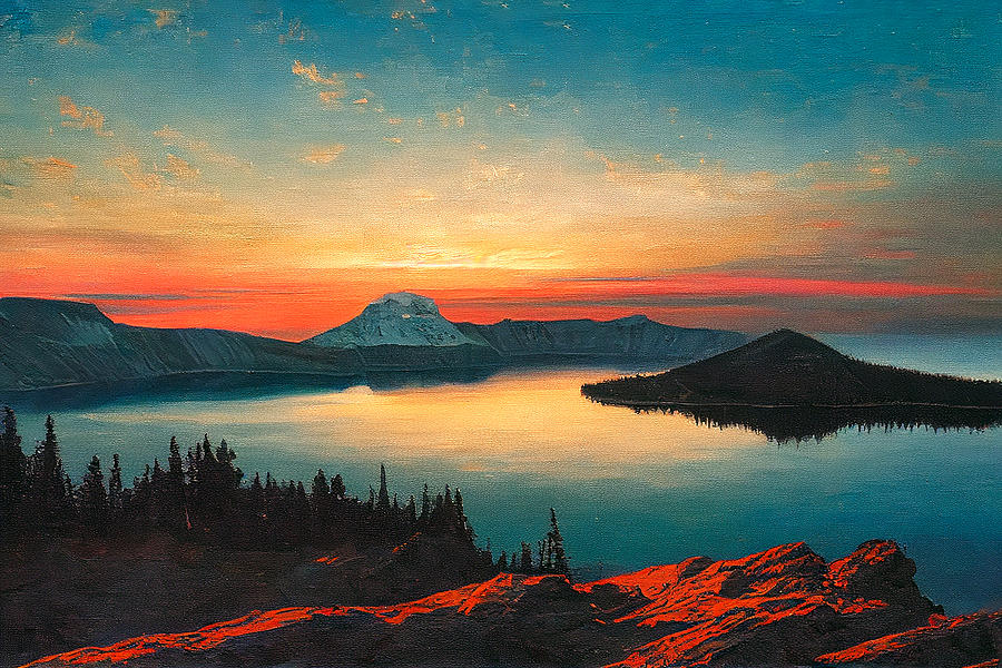 Sunset On Crater Lake Digital Art by Craig Boehman