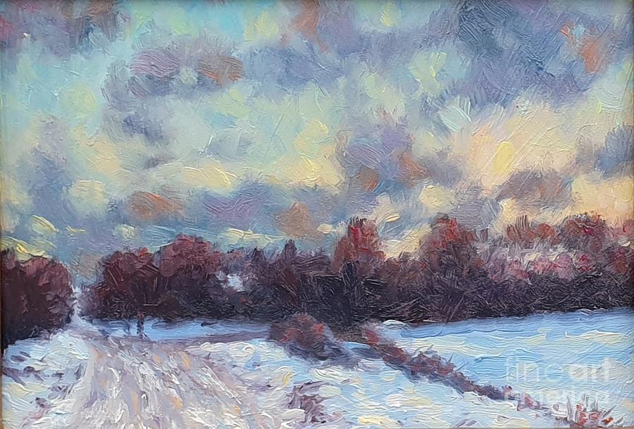 Sunset on Crete Road West Folkestone Painting by Farid Aouni Fine Art