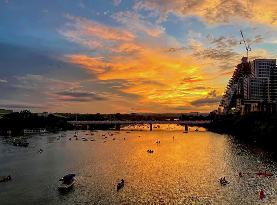 Sunset on Fourth of July Austin Texas Photograph by Judy Vincent