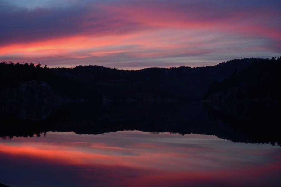 Sunset on George Lake, Killarney Provincial Park, Ontario Photograph by David Porteus