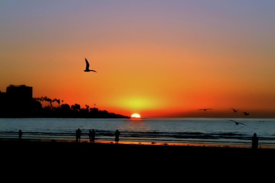Sunset on La Jolla Beach  Photograph by Sally Bauer