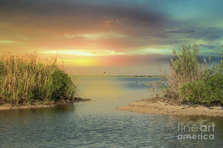 Sunset on Lake Okeechobee Digital Art by Patti Powers