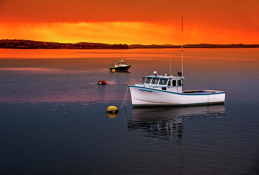 Sunset on Lubec Harbor Photograph by Gordon Ripley