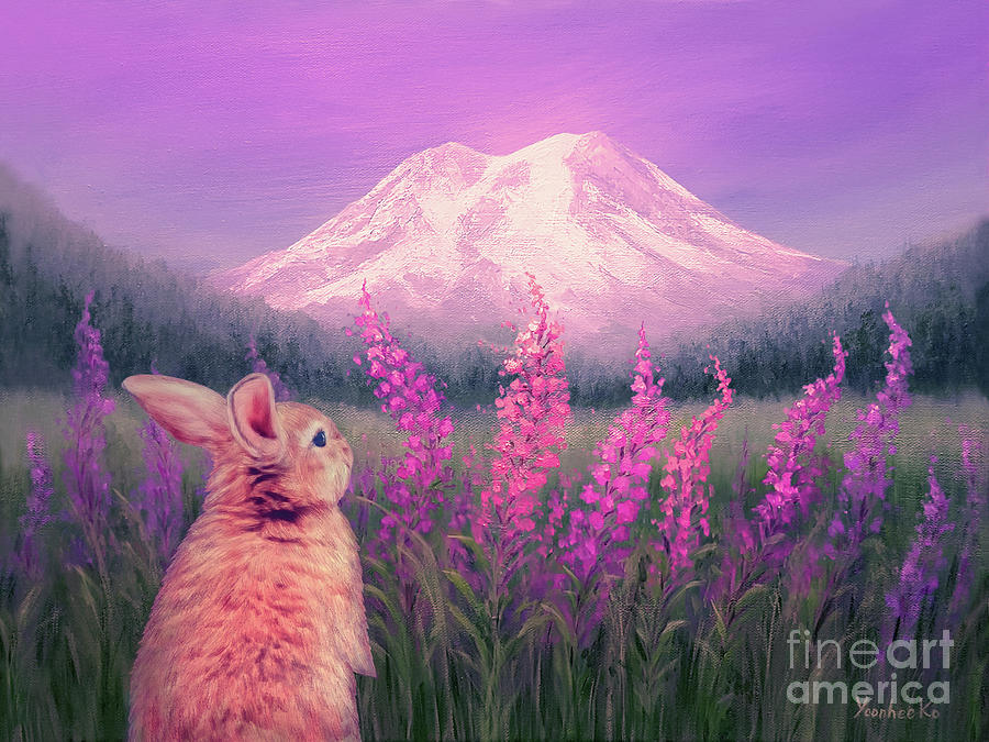 Sunset on Mount Rainier Painting by Yoonhee Ko