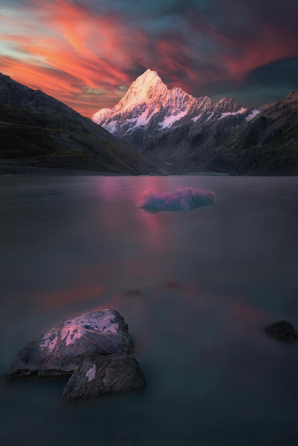 Sunset on Mt. Cook Photograph by Celia Zhen