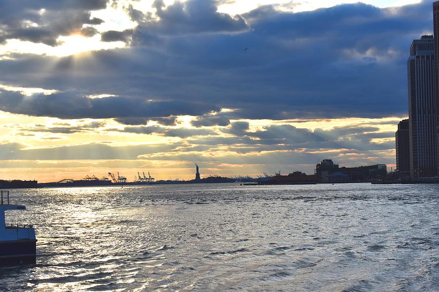 Sunset On New York Harbor 1 Photograph