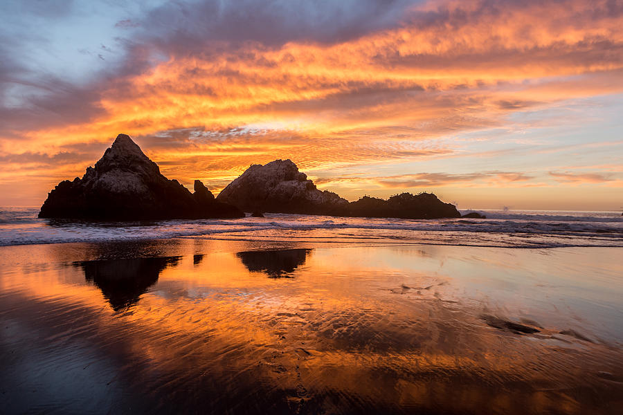 Sunset on Ocean Beach, San Francisco Photograph by Jonathan Clark