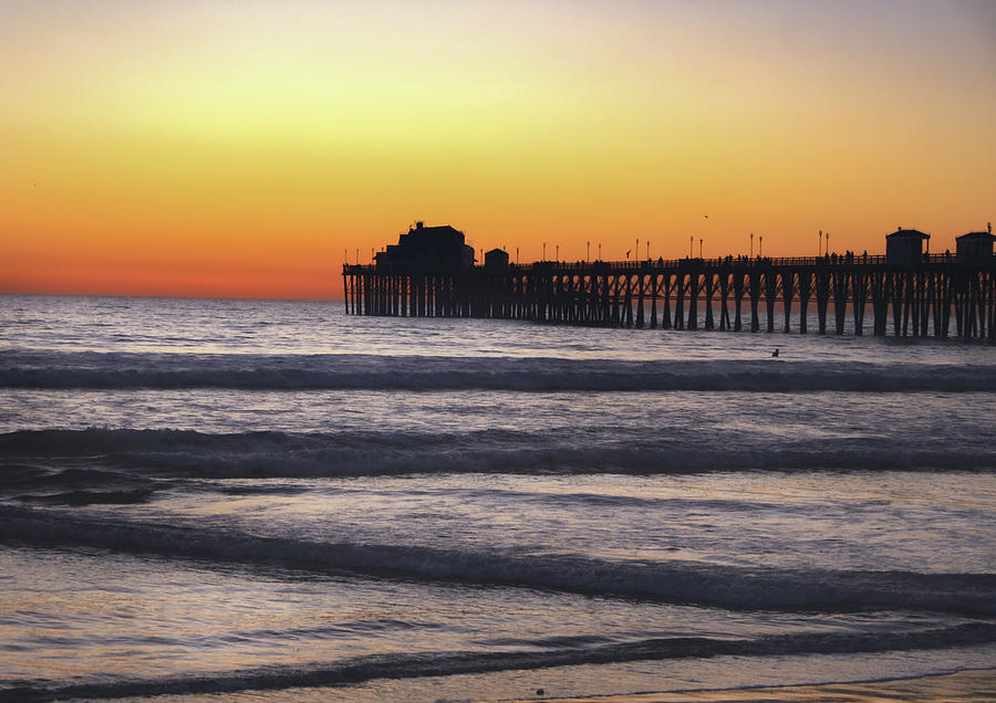 Sunset on Oceanside Beach Photograph by Sally Bauer