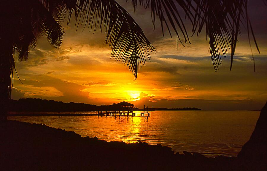 Sunset on Roatan Photograph by Stephen Anderson