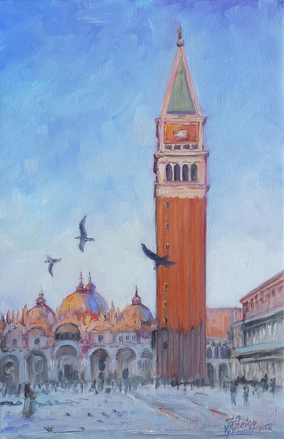 Sunset on San Marco Square - Venice Painting by Irek Szelag