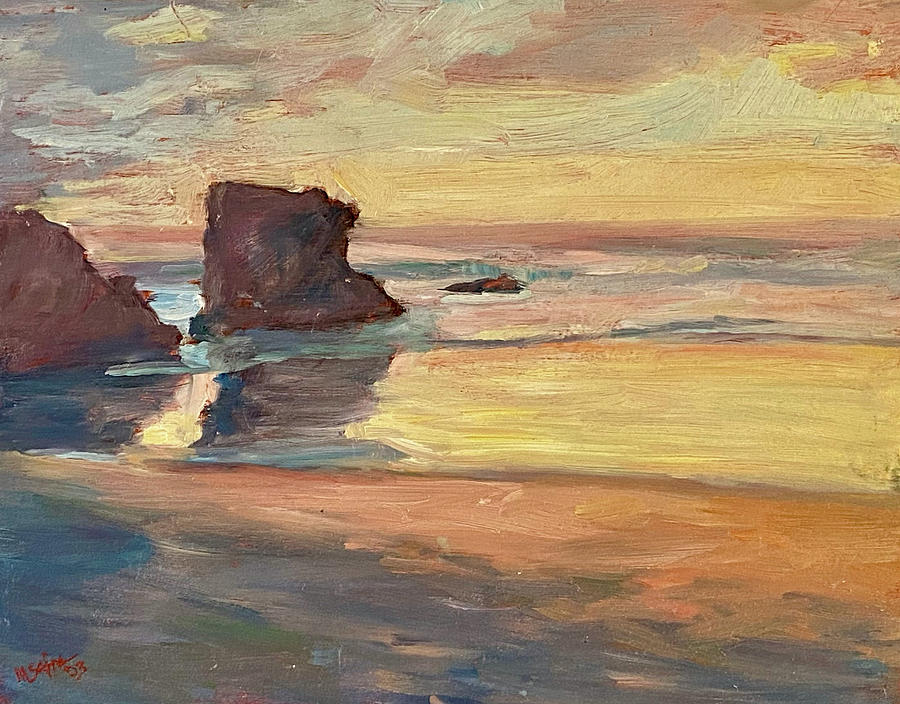 Sea Painting - Sunset On Santa Cruz Beach by Martha Safra