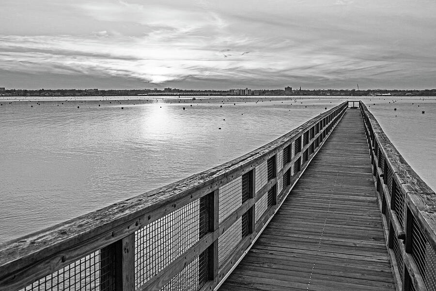 Sunset on Stramskis Beach in Marblehead Massachusetts Black and White Photograph by Toby McGuire Sunset on Stramskis Beach in Marblehead Massachusetts Black and White Photograph by Toby McGuire