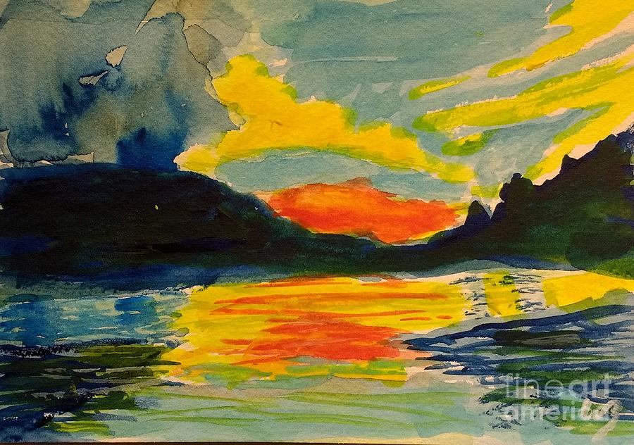 Sunset on the Allegheny Reservoir Painting by Walt Brodis