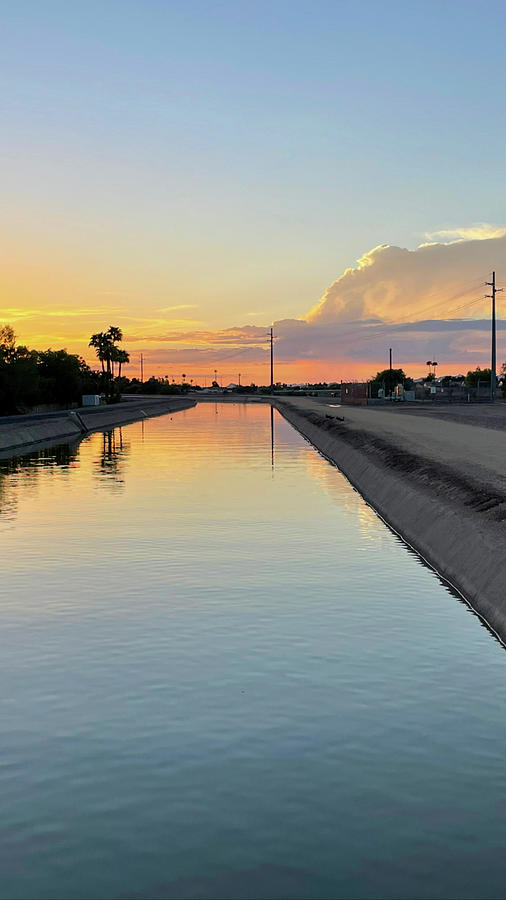 Sunset on the Arizona canal Photograph by Grey Coopre