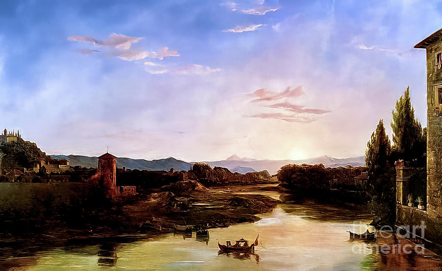 Sunset on the Arno by Thomas Cole 1837 Painting by Thomas Cole