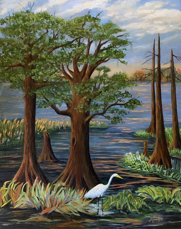 Sunset On The Bayou  Painting by Jane Ricker