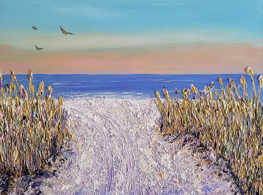 Sunset on the Beach Painting by Ann Frederick