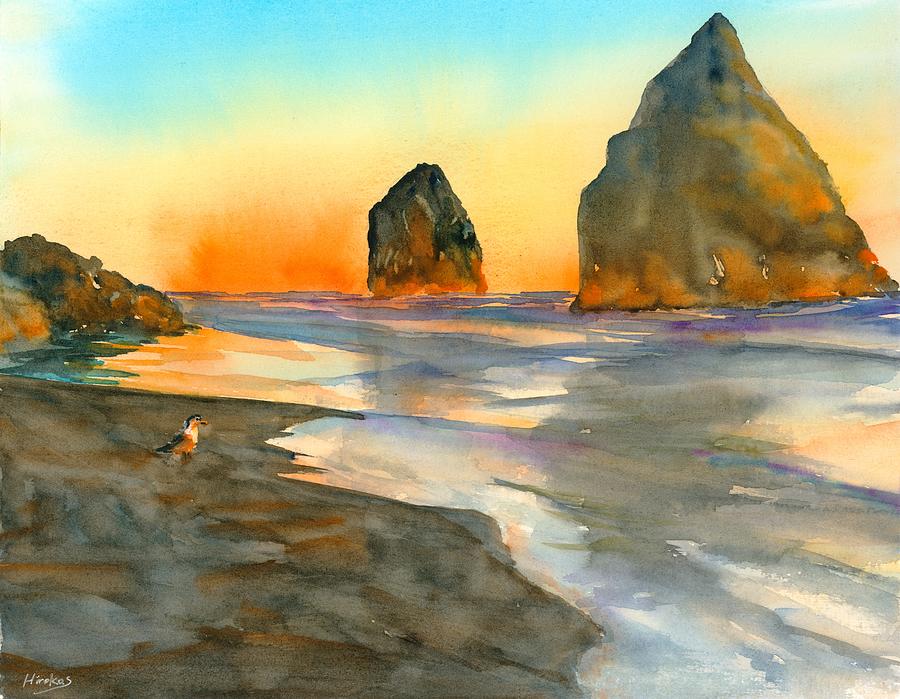 Sunset on the Beach Painting by Hiroko Stumpf