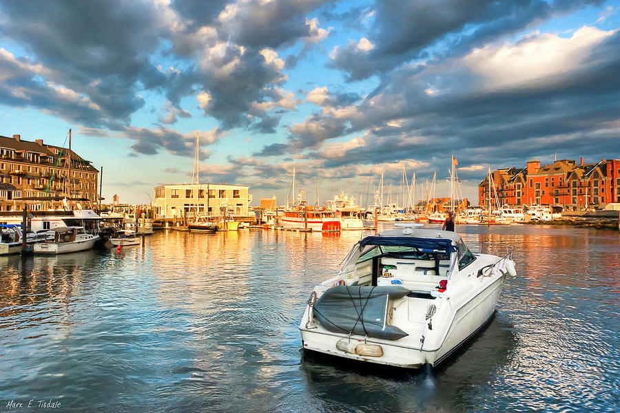 Sunset On The Boston Waterfront Photograph by Mark E Tisdale