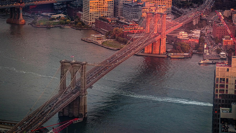 Sunset on the Brooklyn Bridge Photograph by Nicholas McCabe