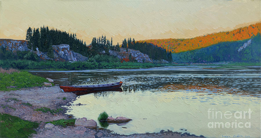 Sunset Painting - Sunset on the Chusovaya river by Simon Kozhin