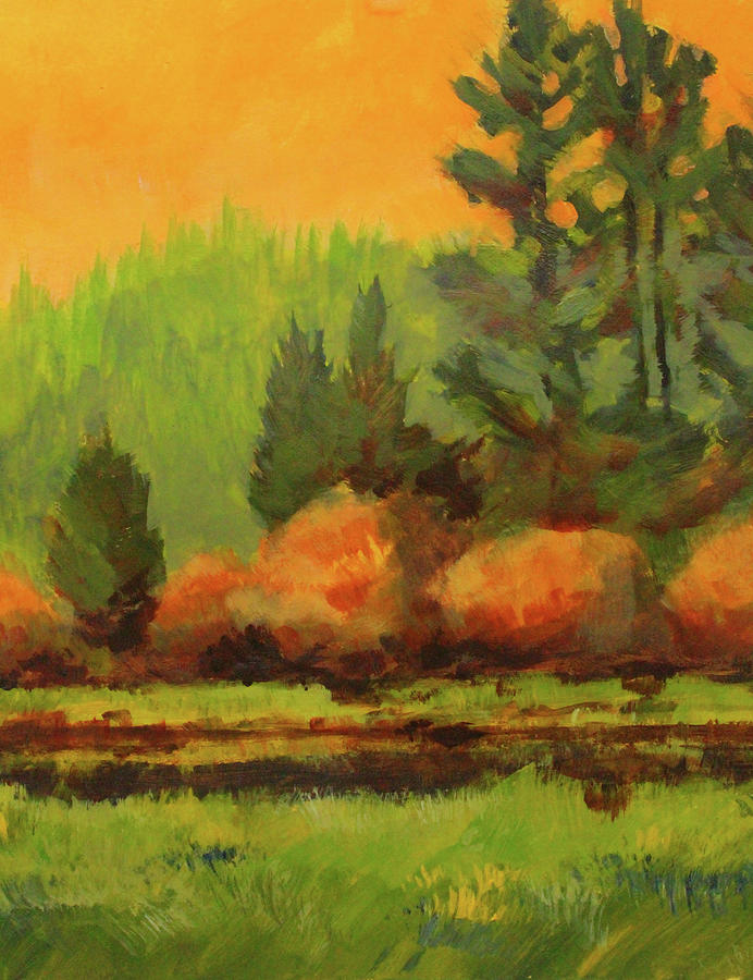 Sunset on the Deschutes Painting by Nancy Merkle