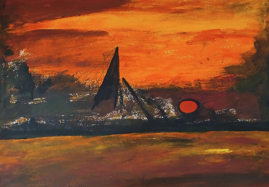 Sunset on the Docks Painting by Esther Newman-Cohen