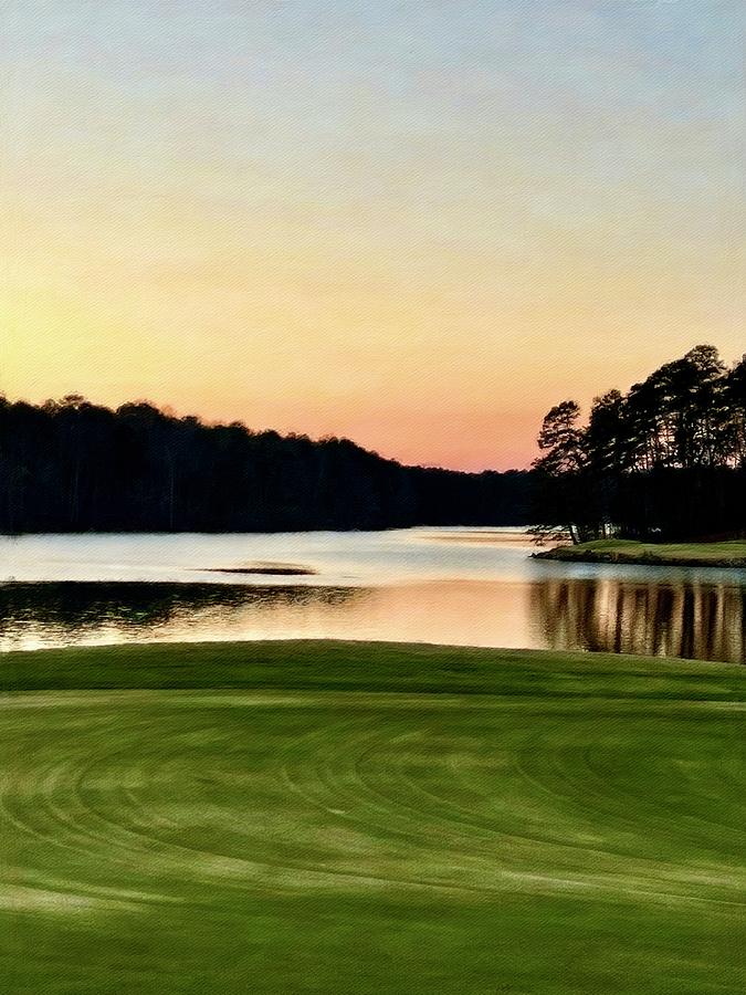 Golf Digital Art - Sunset on the Golf Course by Pamela Storch