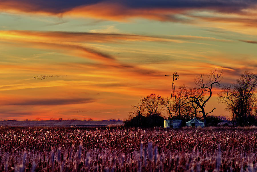 Sunset on the Hans Blegen Homestead - Benson County ND Photograph by Peter Herman