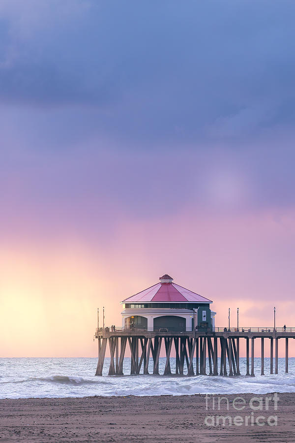 Sunset on the Huntington Beach Pier in Southern California Photograph by Ronda Kimbrow