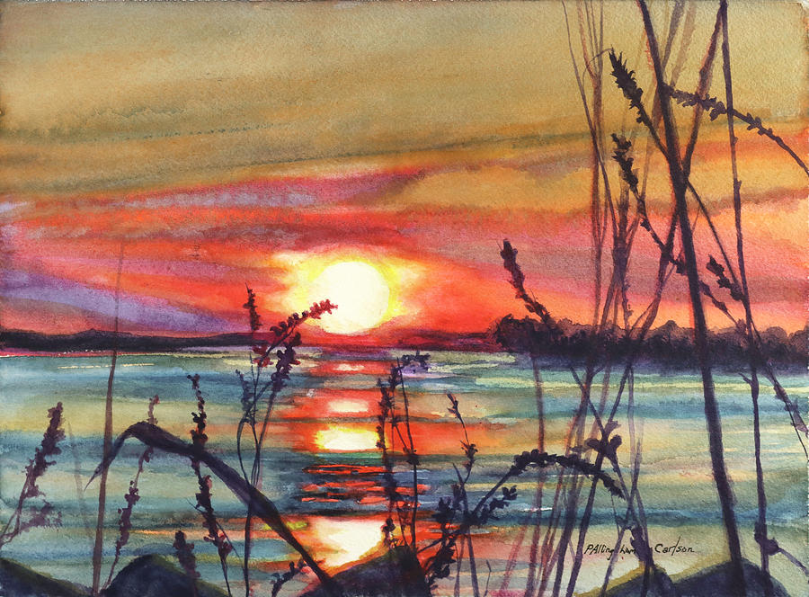 Sunset on the Inlet II Painting by Patricia Allingham Carlson