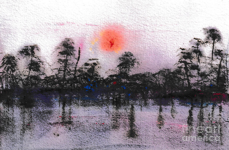 Sunset on the lagoon Painting by Paola Baroni
