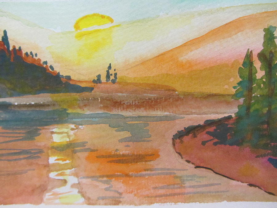 Sunset on the Lake Painting by Dody Rogers