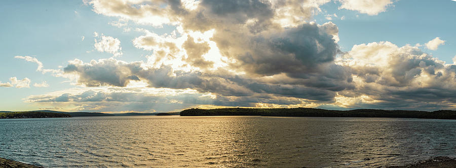 Sunset on the Lake - Panoramic  Lake Wallenpaupack 1 Photograph by Amelia Pearn