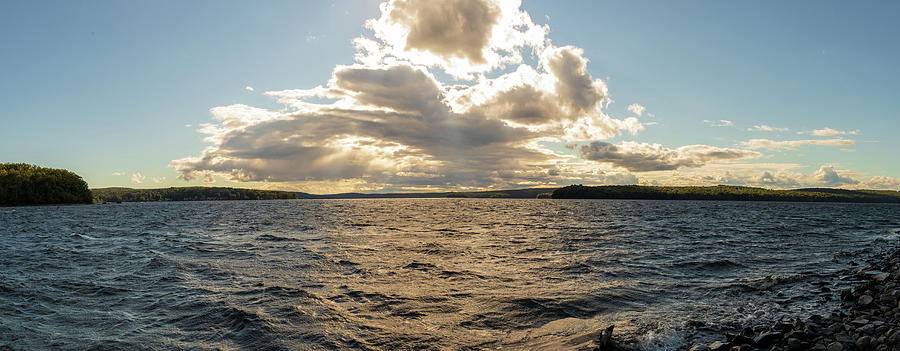 Sunset on the Lake - Panoramic  Lake Wallenpaupack 2 Photograph by Amelia Pearn