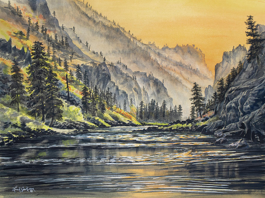 Sunset on the Main Salmon Painting by Link Jackson