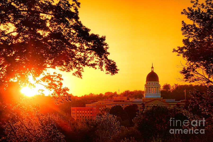 Sunset on the Maine State Capitol  Photograph by Olivier Le Queinec