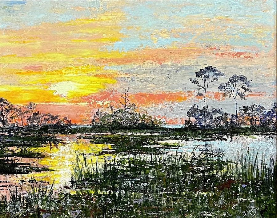 Sunset on the Marsh Painting by Barbara Hammett Glover