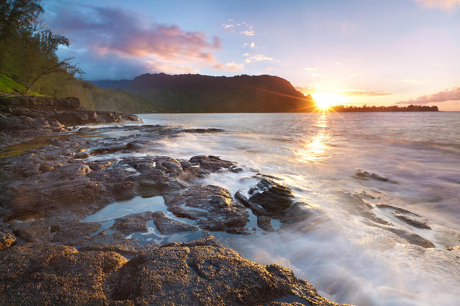 Sunset On The North Shore Of Kauai, Hawaii Photograph by Wingmar