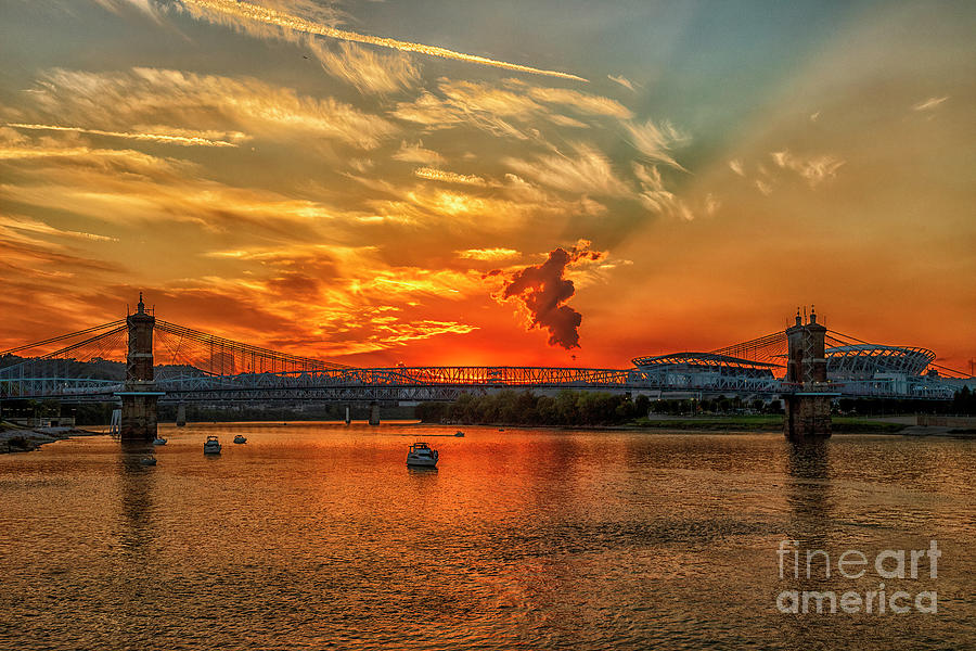 Sunset on the Ohio River Photograph by Teresa Jack