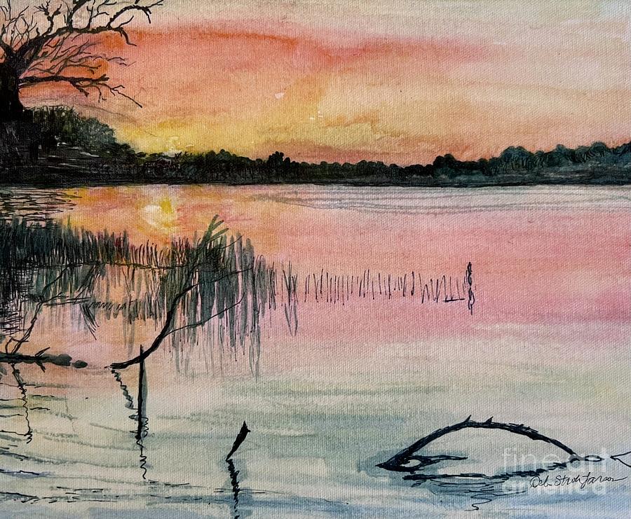 Sunset on the Pond Painting by Deb Stroh-Larson