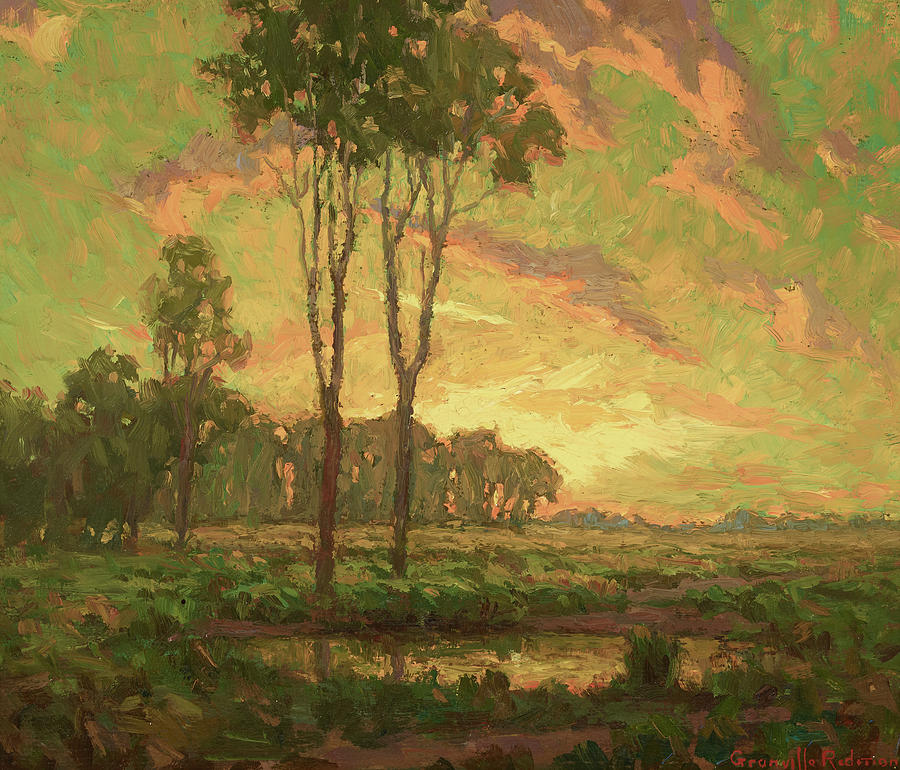 Sunset On The Pond Painting By Granville Redmond Pixels