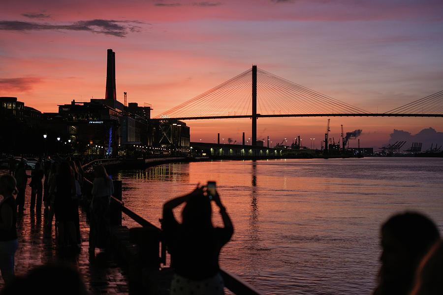 Savannah Photograph - Sunset on the River in Savannah GA by Doug Ash