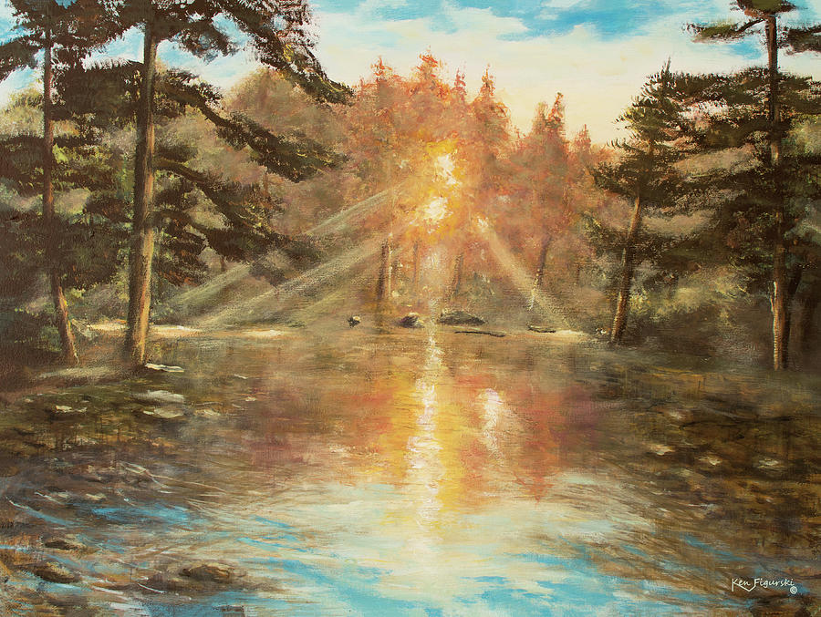 Sunset On The River  Painting by Ken Figurski