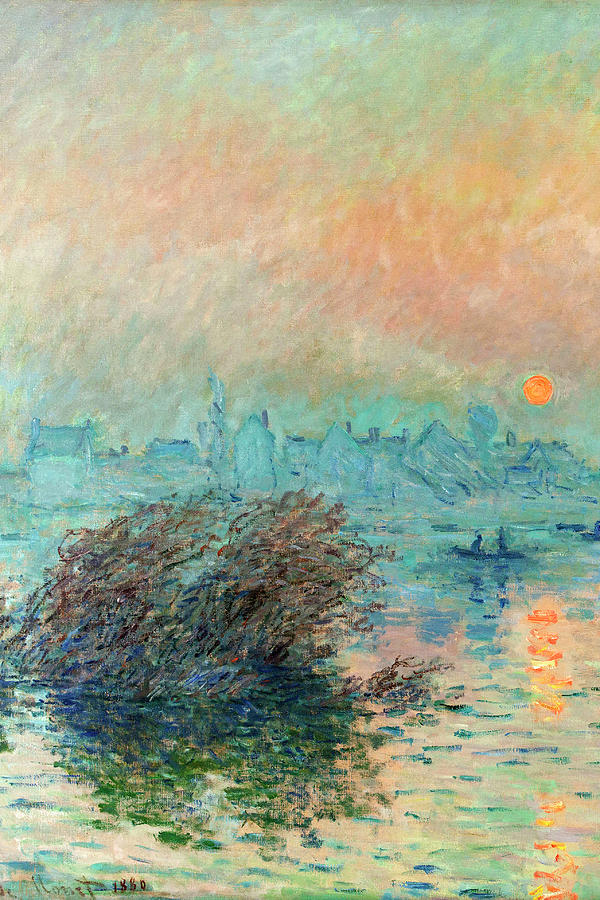 Sunset on the Seine at Lavacourt Part 1 Painting by JJ Art Collections ...