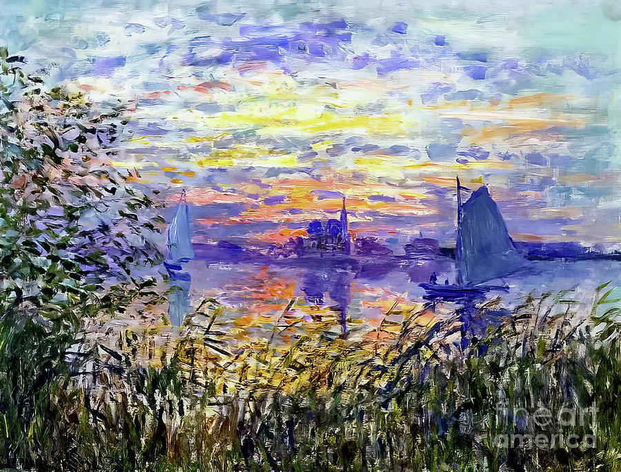Sunset on the Seine by Claude Monet 1874 Painting by Claude Monet
