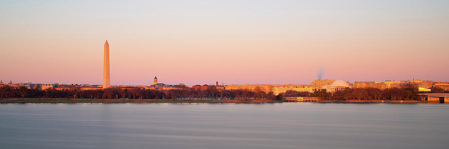 Sunset on the Washington DC Skyline and Waterfront 3x1 Photograph by William Dickman